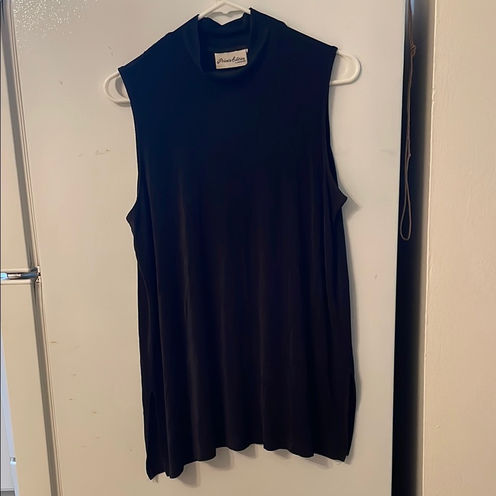 Private Edition Chico's Sleeveless Black Top Mock Neck Slinky Women Size 3